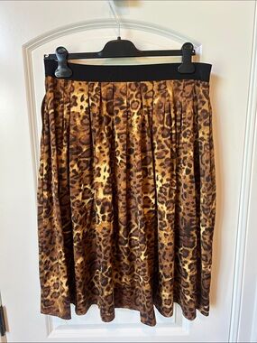 Ruby Rd. Leopard Print A-Line Skirt in Brown and Black